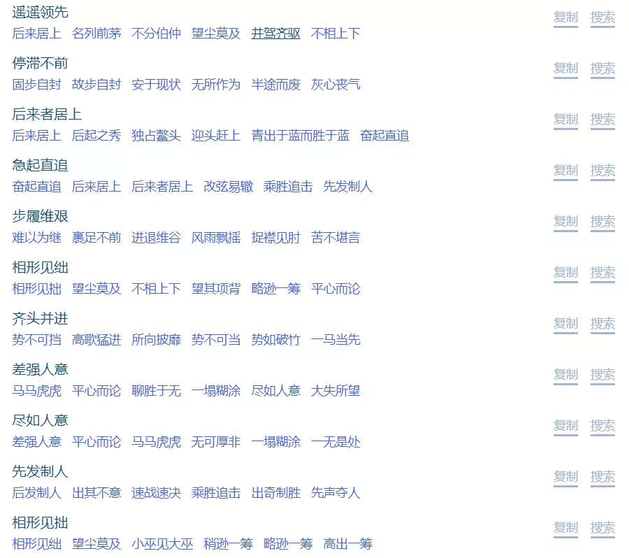 邻近字，邻近词汇查询